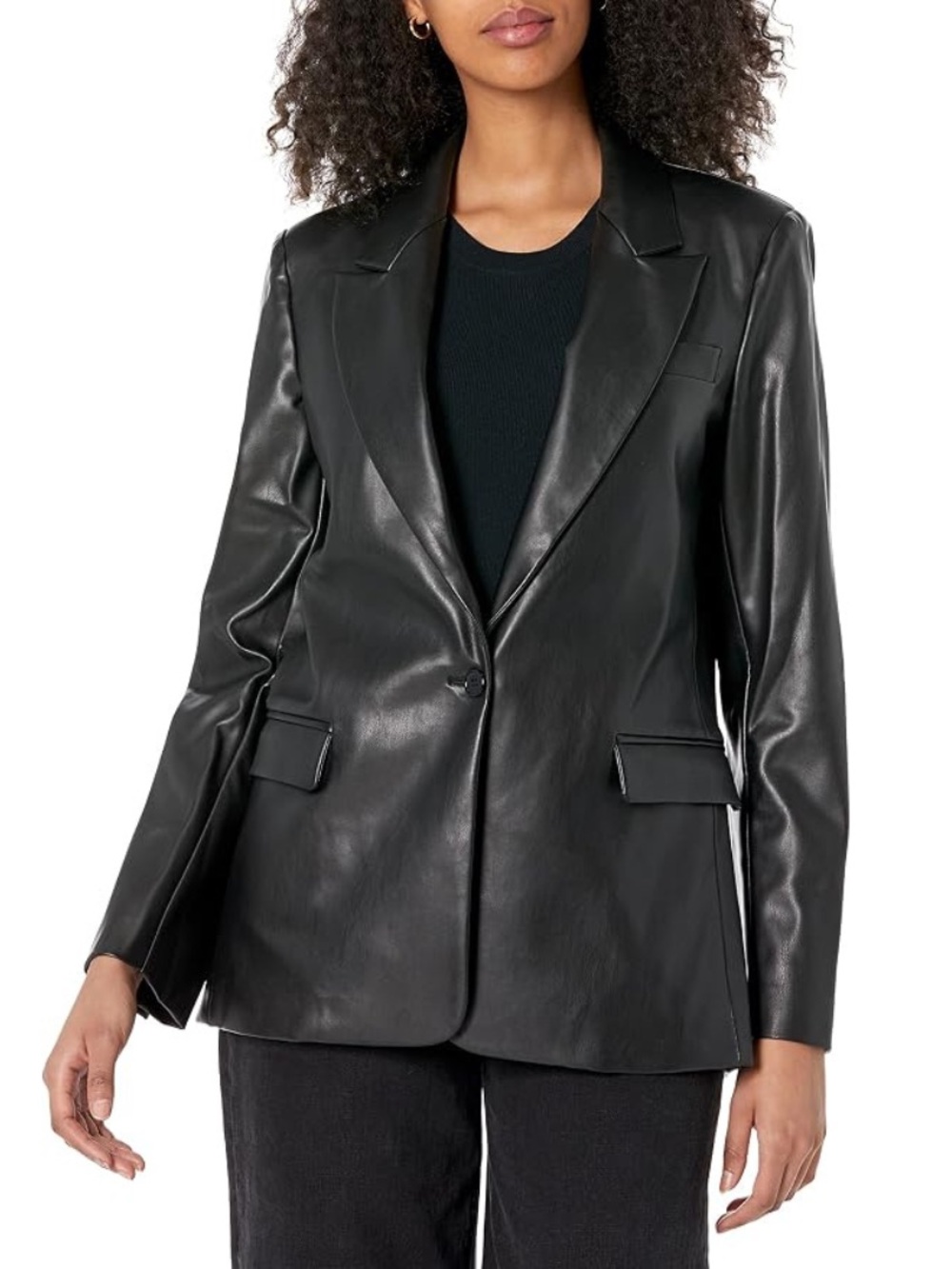 The Drop Anouk Blazer Womens XL Faux Leather Oversized Jacket Black NWOT